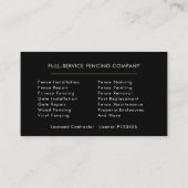 Fencing Residential and Commercial Visitenkarte (Rückseite)