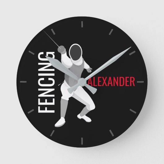 Fencing Runde Wanduhr (Vorderseite)
