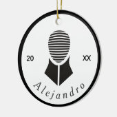 Fencing Schwarz-weiß Grau Fencer Individuelle Name Keramik Ornament (Links)