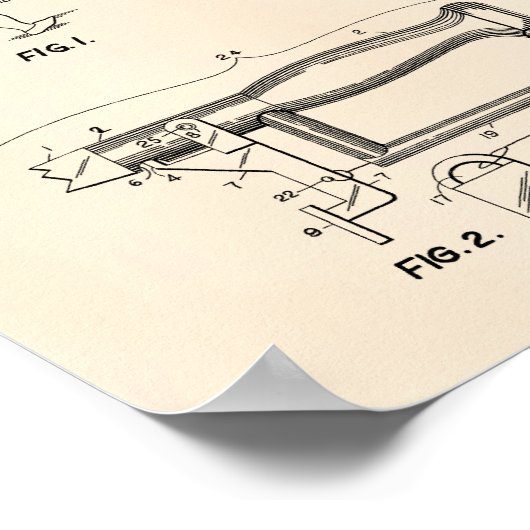 Fencing Schwerter 1970 Patent Art Old Peper Poster (Ecke)