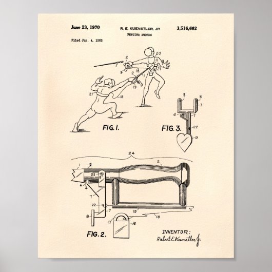 Fencing Schwerter 1970 Patent Art Old Peper Poster (Vorne)