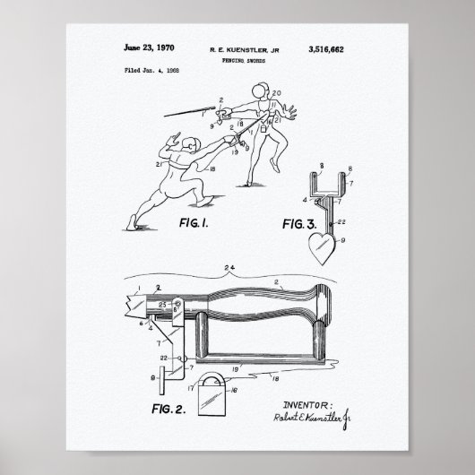 Fencing Schwerter 1970 Weißbuch über Patentkunst Poster (Vorne)