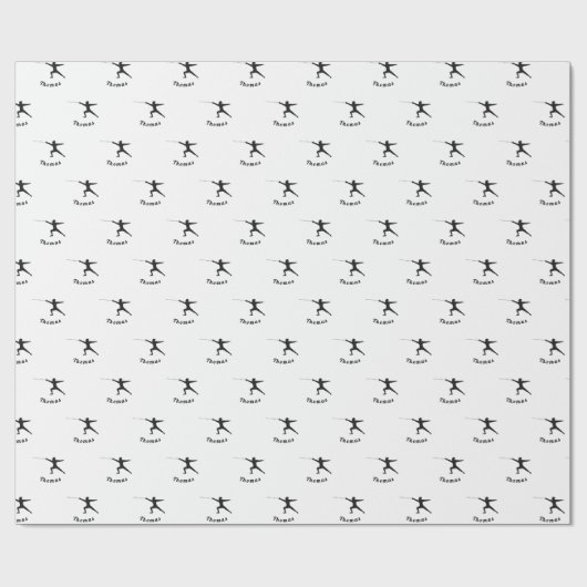 Fencing Silhouette Fencer Fence Sword Name Pattern Geschenkpapier (Flach)