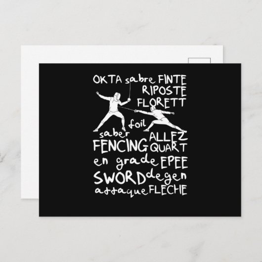 Fencing terms training fencer team foil postkarte (Vorne/Hinten)