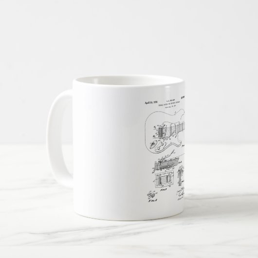 Fender stratocaster Gitarre Patent Kaffeetasse (Vorderseite Links)