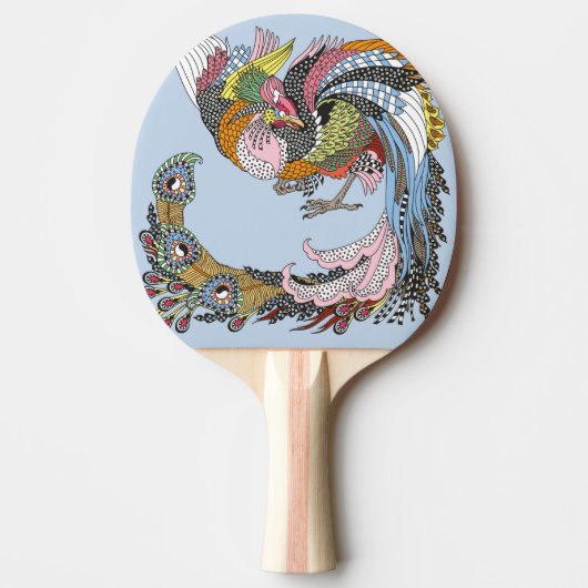 Feng Huang und Yin Yang Symbol Ping Pong Paddle Tischtennis Schläger (Vorderseite)