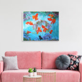 Feng shui 9 Goldfisch Art Malerei für Reichtum Pos Leinwanddruck (Insitu (Wohnzimmer))