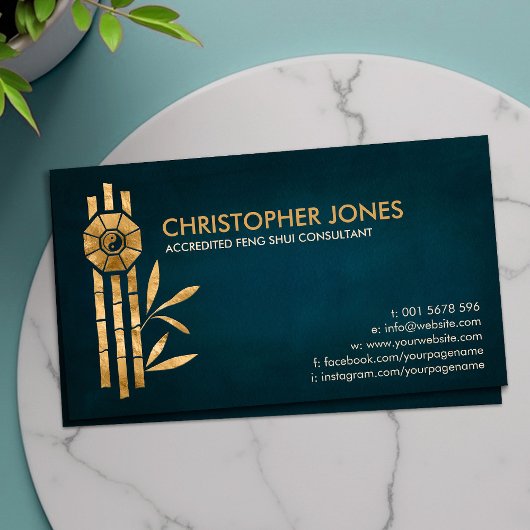 Feng Shui Bagua / Pakua und Lucky Bamboo Visitenkarte
