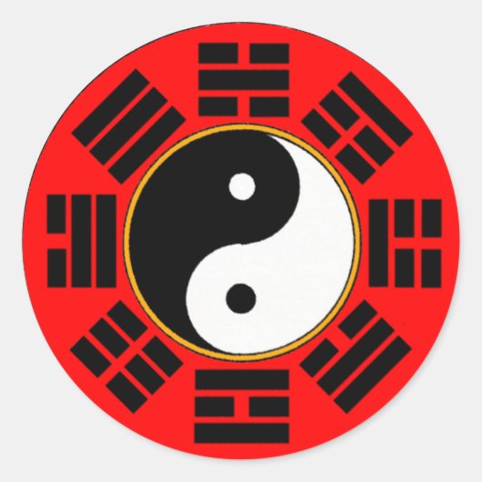 Feng Shui Bagua Trigram Yin Yang Runder Aufkleber (Vorderseite)
