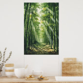 Feng Shui Bamboo Aquarellmalerei Poster (Küche)