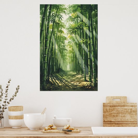 Feng Shui Bamboo Aquarellmalerei Poster (Küche)