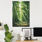Feng Shui Bamboo Aquarellmalerei Poster (Heimbüro)