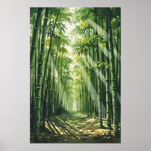 Feng Shui Bamboo Aquarellmalerei Poster