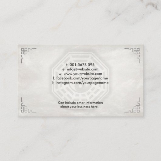 Feng Shui Calligraphy Symbol Wasserfarbenlandschaf Visitenkarte (Rückseite)