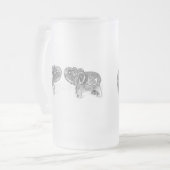 Feng Shui doppelter Elefant - B&W Mattglas Bierglas (Vorderseite Links)
