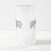 Feng Shui doppelter Elefant - B&W Mattglas Bierglas (Mittel)