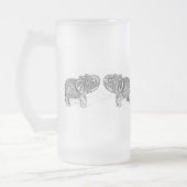 Feng Shui doppelter Elefant - B&W Mattglas Bierglas (Links)