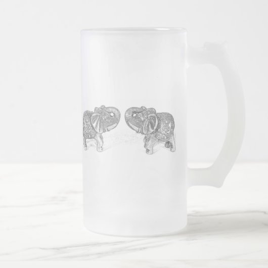 Feng Shui doppelter Elefant - B&W Mattglas Bierglas (Rechts)
