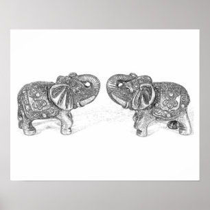 Feng Shui doppelter Elefant - B&W Poster