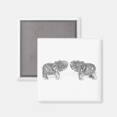 Feng Shui Double Elephant - B&W Magnet (Vorderseite/Rückseite)