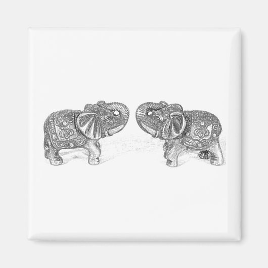 Feng Shui Double Elephant - B&W Magnet (Vorne)
