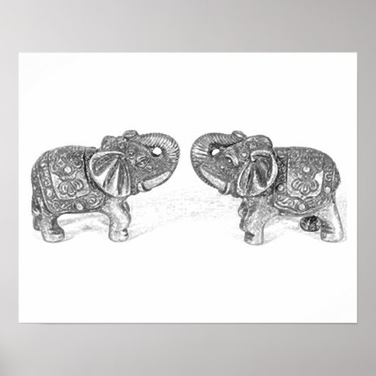 Feng Shui Double Elephant - B&W Poster (Vorne)