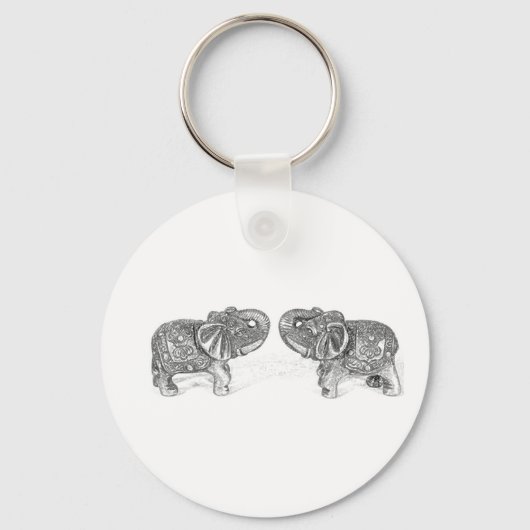 Feng Shui Double Elephant - B&W Schlüsselanhänger (Vorderseite)