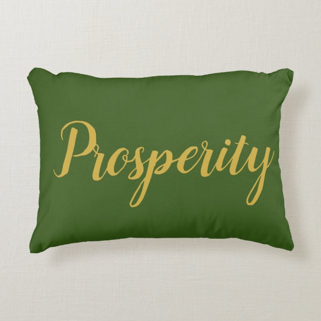 Feng Shui Green & Gold "Prosperity" Accent Pillow Dekokissen (Vorderseite)
