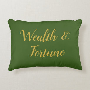 Feng Shui Green & Gold "Wealth & Fortune" Dekokissen
