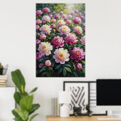 Feng Shui Peony Oil Painting - Überreichlich Blume Poster (Heimbüro)