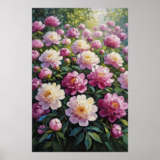 Feng Shui Peony Oil Painting - Überreichlich Blume Poster (Vorne)