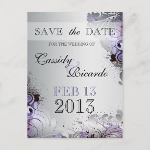 Feng Shui Schnörkel der lila und silbernen Töne Ankündigungspostkarte
