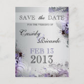 Feng Shui Schnörkel von Lila und silbernen Tönen Ankündigungspostkarte (Vorderseite)