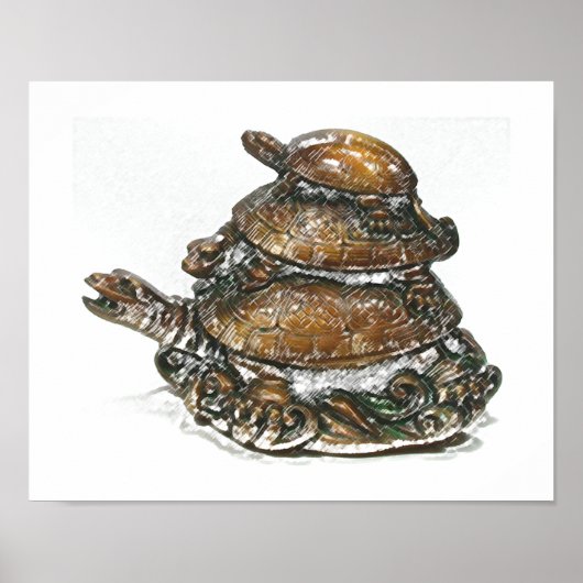 Feng Shui Triple Turtle - Gold Poster (Vorne)