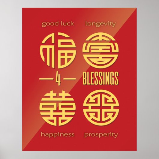 Feng Shui Wall Art - Red Four Sessings Poster (Vorne)