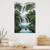 Feng Shui Wasserfall Gemälde - Wohlstand fließen Poster (Küche)