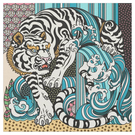Feng Shui White Tiger Fabric Stoff (Nahaufnahme)
