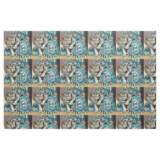 Feng Shui White Tiger Fabric Stoff (Fat Quarter (45,7 x 55,9 cm))