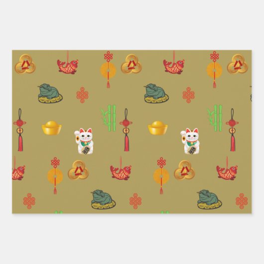 Fengshui Viel Glück, Money and Abundance Symbols Geschenkpapier Set (Vorderseite 2)