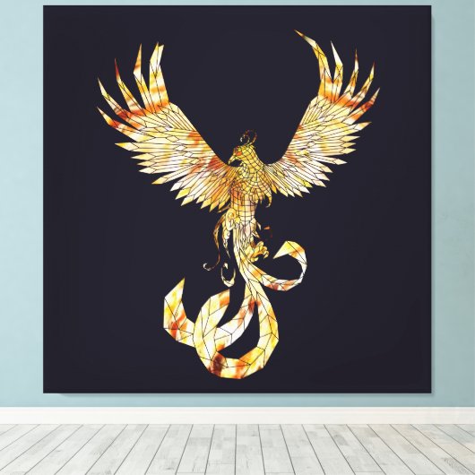 Fênix em chamas - Phoenix on fire. Leinwanddruck (Insitu (Holzboden))