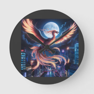 Fênix flamejante Relógio de Parade Redondo Runde Wanduhr