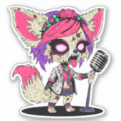 Fennec Fox 80er Pop Star Zombie Aufkleber (Vorderseite)