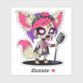 Fennec Fox 80er Pop Star Zombie Aufkleber (Blatt)