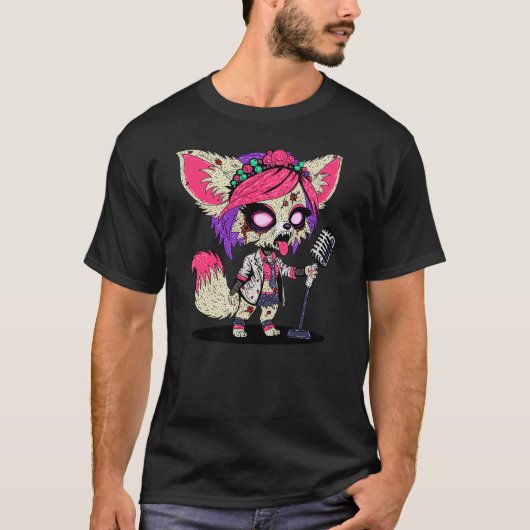 Fennec Fox 80er Pop Star Zombie T-Shirt (Vorderseite)