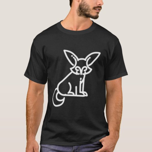 Fennec Fox Animal Abzeichen Patch Line Art Icon Ou T-Shirt (Vorderseite)