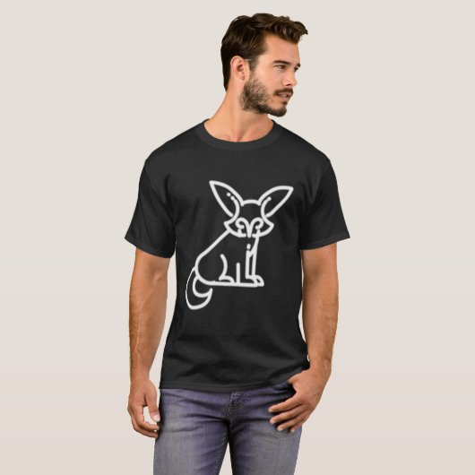 Fennec Fox Animal Abzeichen Patch Line Art Icon Ou T-Shirt (Vorne ganz)