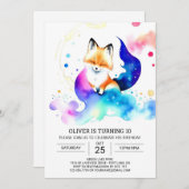 Fennec Fox Birthday Extravaganza Einladung (Vorne/Hinten)