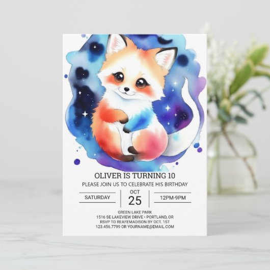 Fennec Fox Birthday Extravaganza Einladung (Stehend Vorderseite)