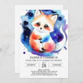 Fennec Fox Birthday Extravaganza Einladung (Vorne/Hinten)