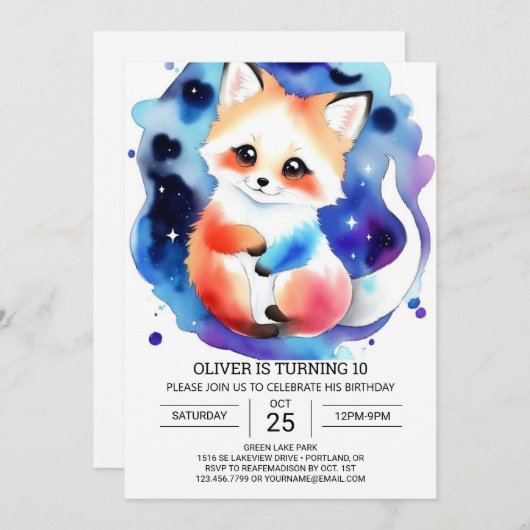 Fennec Fox Birthday Extravaganza Einladung (Vorne/Hinten)